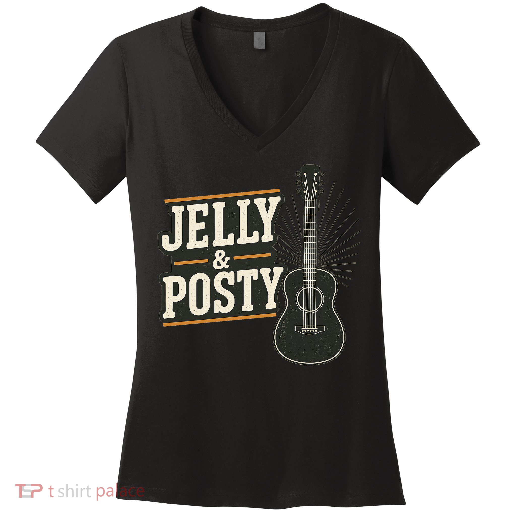 Jelly & Posty Guitar Music Women's V-Neck T-Shirt