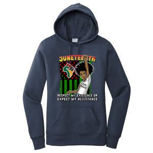 Juneteenth Pride Great Gift Melanin Respect My Existence Cute Gift Women's Pullover Hoodie