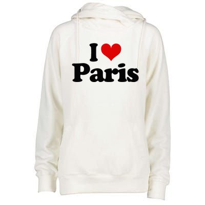 JAime Paris Heart I Love Heart Paris Womens Funnel Neck Pullover Hood