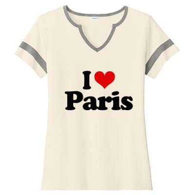 JAime Paris Heart I Love Heart Paris Ladies Halftime Notch Neck Tee