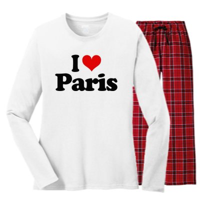 JAime Paris Heart I Love Heart Paris Women's Long Sleeve Flannel Pajama Set 