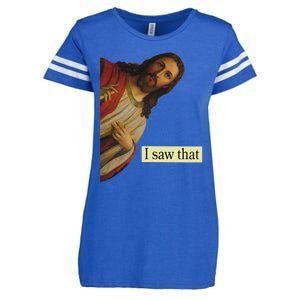 Jesus Pops In From Heaven And Says I Saw That Funny Jesus Enza Ladies Jersey Football T-Shirt