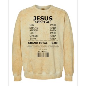 Jesus Paid It All Lord Christ Savior Salvation Grace Colorblast Crewneck Sweatshirt