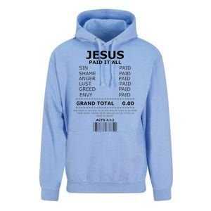 Jesus Paid It All Lord Christ Savior Salvation Grace Unisex Surf Hoodie