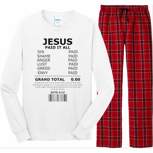 Jesus Paid It All Lord Christ Savior Salvation Grace Long Sleeve Pajama Set