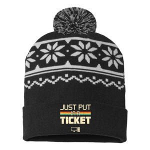 Just Put In A Ticket Fun Computer Help Desk IT Tech Support USA-Made Snowflake Beanie