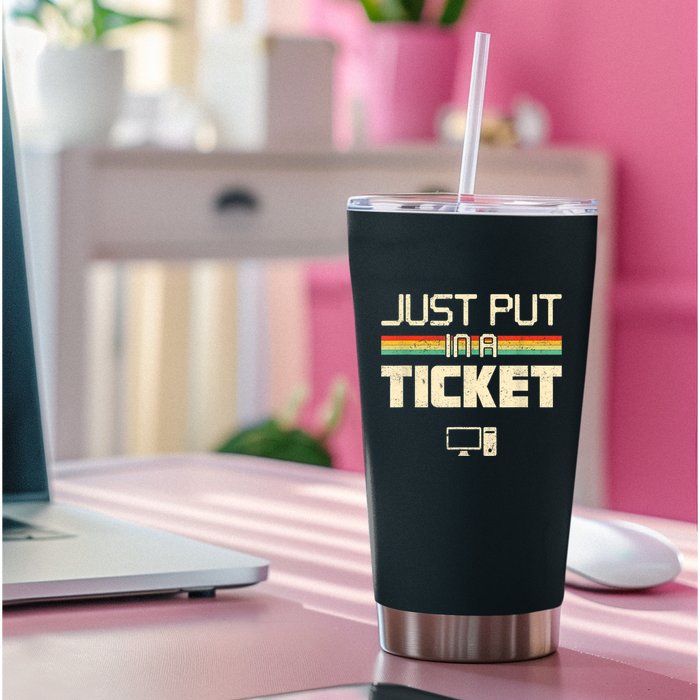 Just Put In A Ticket Fun Computer Help Desk IT Tech Support Permanent Decal Sticker