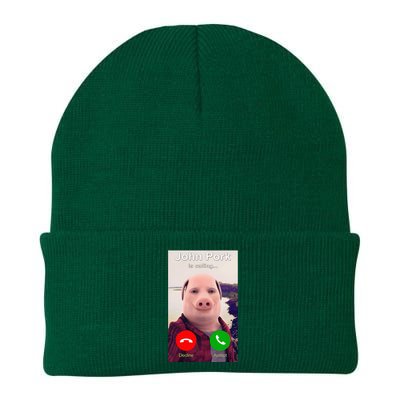 John Pork Is Calling Funny John Pork Meme Knit Cap Winter Beanie