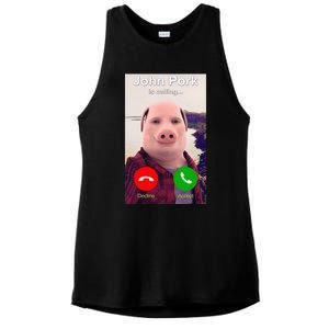 John Pork Is Calling Funny John Pork Meme Ladies PosiCharge Tri-Blend Wicking Tank