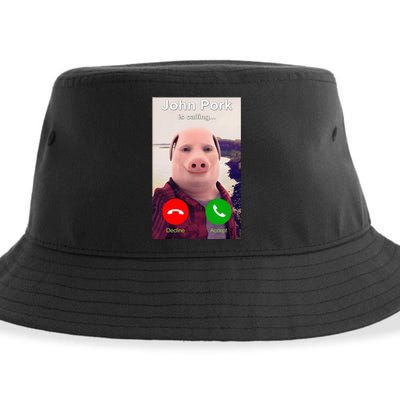 John Pork Is Calling Funny John Pork Meme Sustainable Bucket Hat