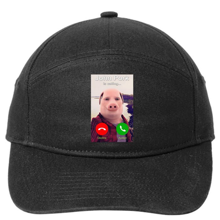 John Pork Is Calling Funny John Pork Meme 7-Panel Snapback Hat