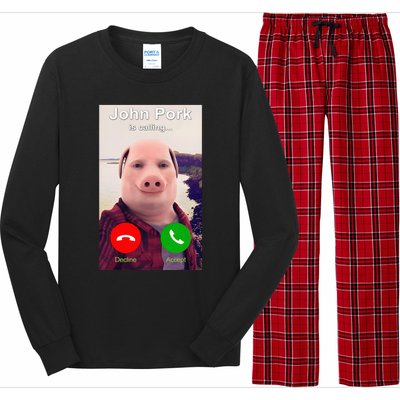 John Pork Is Calling Funny John Pork Meme Long Sleeve Pajama Set