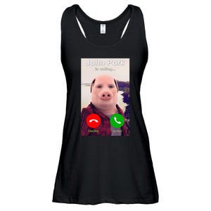 John Pork Is Calling Funny John Pork Meme Ladies Essential Flowy Tank