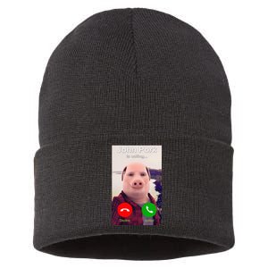 John Pork Is Calling Funny John Pork Meme Sustainable Knit Beanie