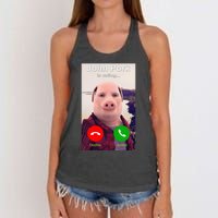 John Pork Is Calling Funny John Pork Meme Women's Knotted Racerback Tank