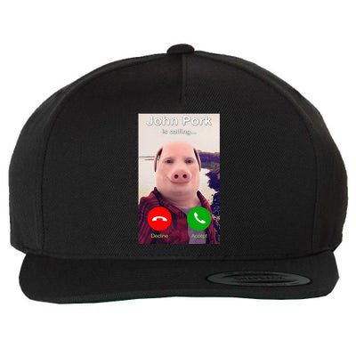 John Pork Is Calling Funny John Pork Meme Wool Snapback Cap