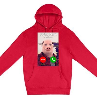 John Pork Is Calling Funny John Pork Meme Premium Pullover Hoodie