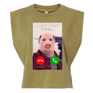 John Pork Is Calling Funny John Pork Meme Garment-Dyed Women's Muscle Tee