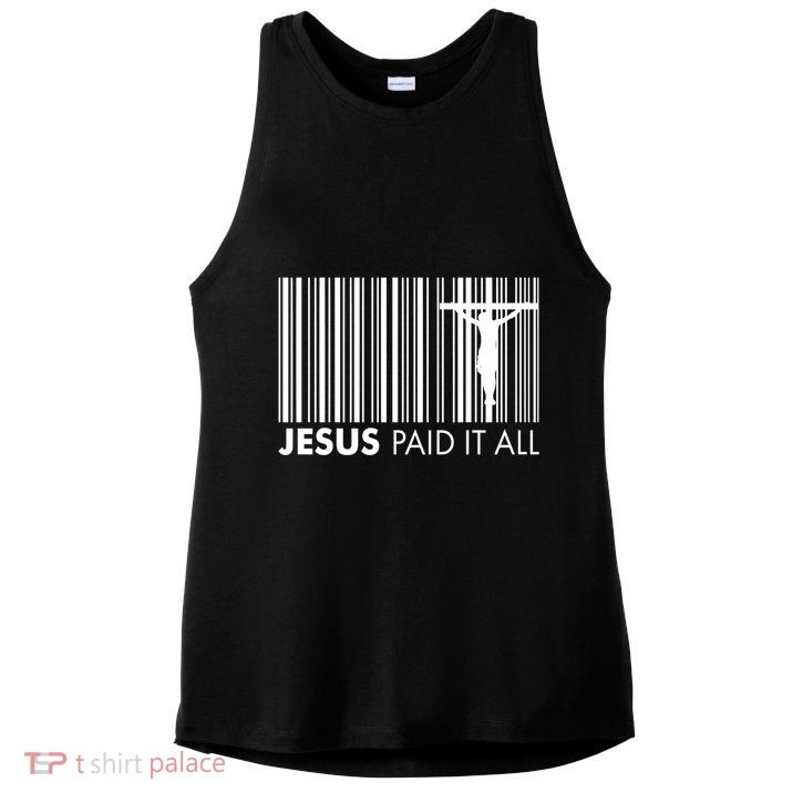 Jesus Paid It All Barcode Celebrating Easter Ladies PosiCharge Tri-Blend Wicking Tank