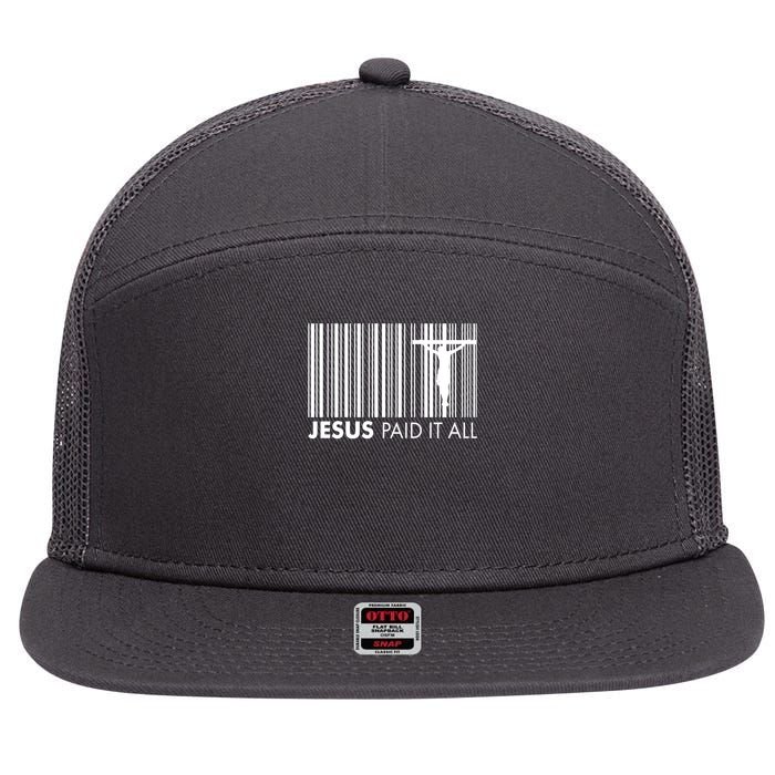 Jesus Paid It All Barcode Celebrating Easter 7 Panel Mesh Trucker Snapback Hat