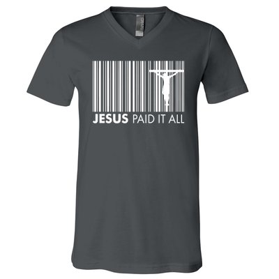 Jesus Paid It All Barcode Celebrating Easter V-Neck T-Shirt