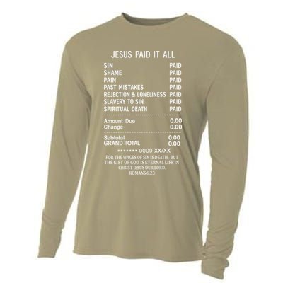 Jesus Paid It All Christianity Christian Bible God On Back Cooling Performance Long Sleeve Crew