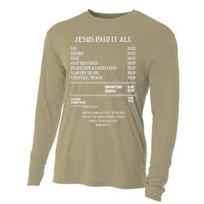 Jesus Paid It All Sin Shame Pain Past Mistakes Rejection Cooling Performance Long Sleeve Crew