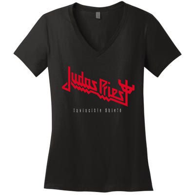 Judas Priest – Invincible Shield Red Women's V-Neck T-Shirt