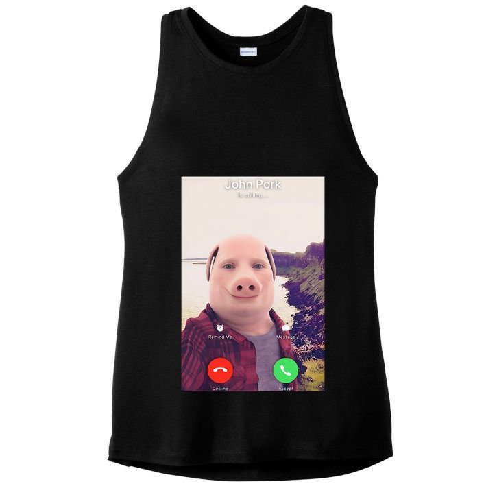 John Pork Is Calling Ladies PosiCharge Tri-Blend Wicking Tank