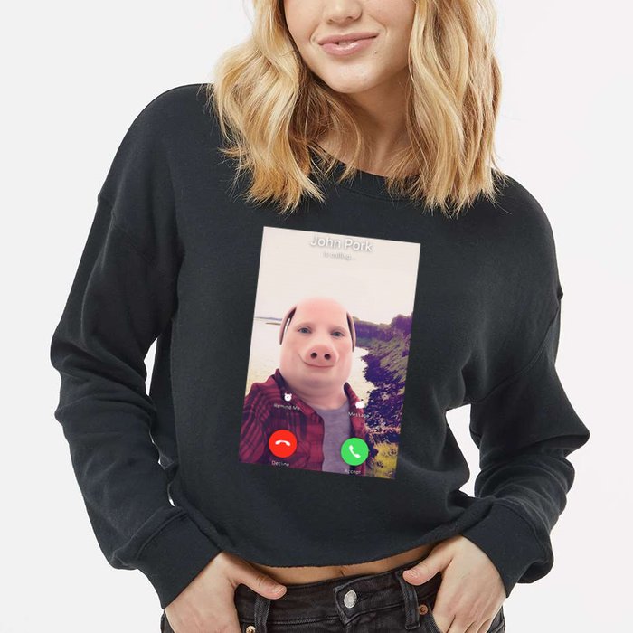 John Pork Is Calling Cropped Pullover Crew