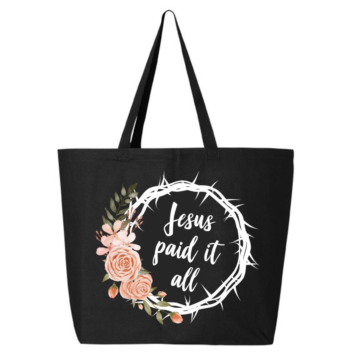 Jesus Paid It All Floral Crown Christian 25L Jumbo Tote