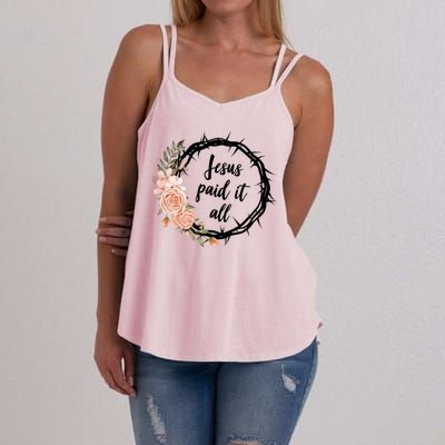 Jesus Paid It All Floral Crown Christian Women's Strappy Tank