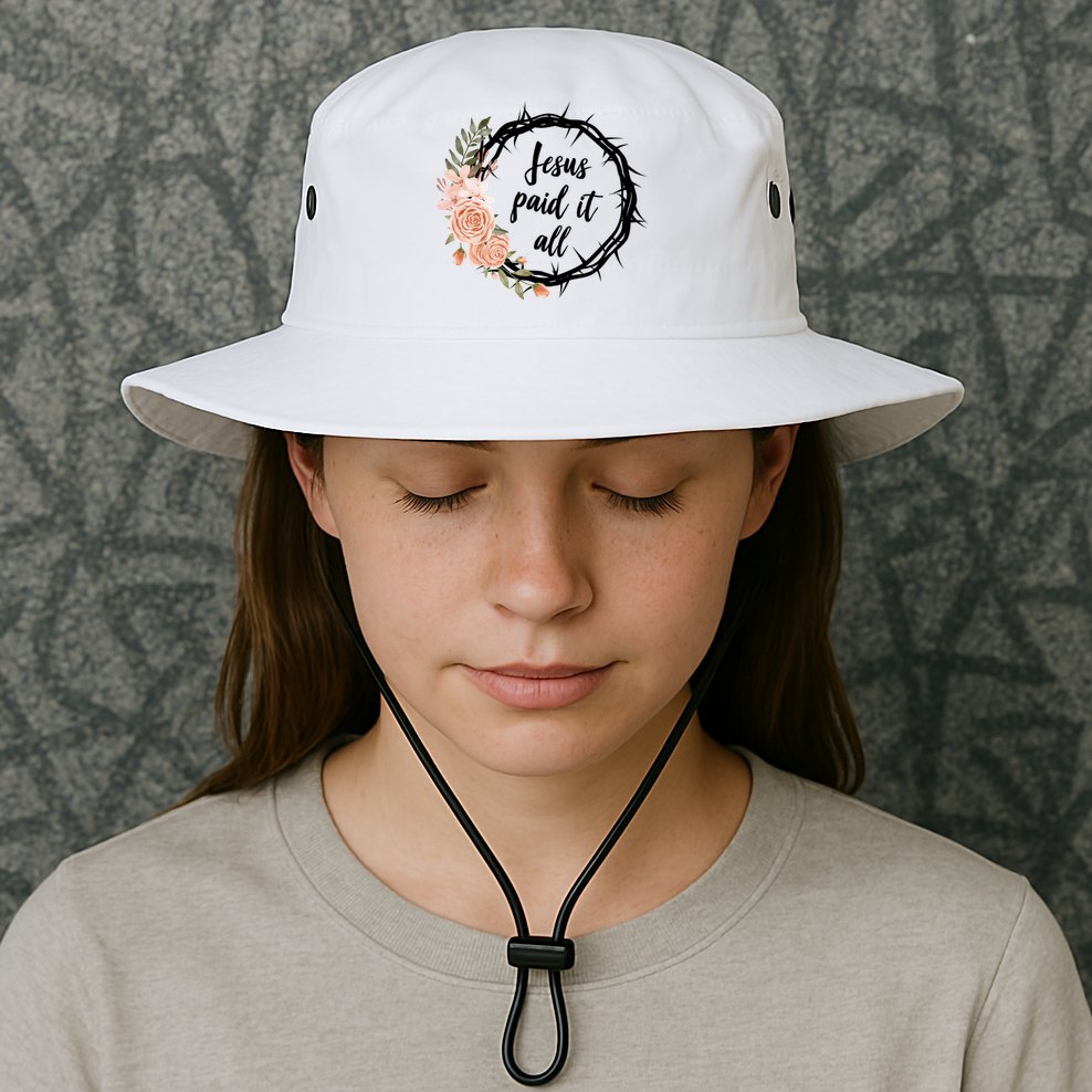 Jesus Paid It All Floral Crown Christian Bucket Hat