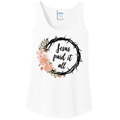 Jesus Paid It All Floral Crown Christian Ladies Essential Tank