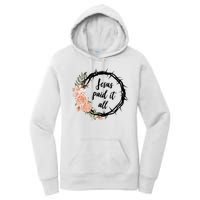 Jesus Paid It All Floral Crown Christian Women's Pullover Hoodie