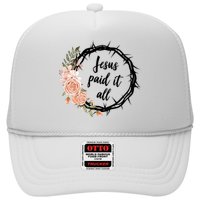 Jesus Paid It All Floral Crown Christian Trucker Hat