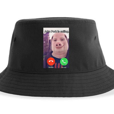 John Pork Is Calling Funny Answer Call Phone Sustainable Bucket Hat