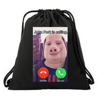 John Pork Is Calling Funny Answer Call Phone Drawstring Bag