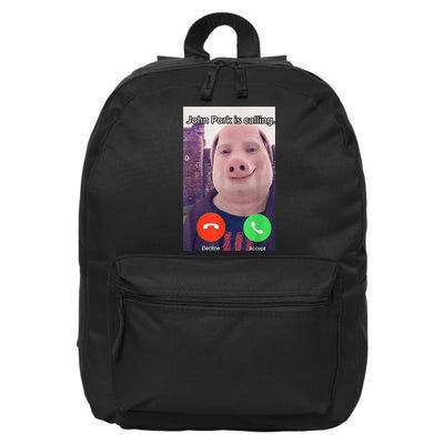 John Pork Is Calling Funny Answer Call Phone 16 in Basic Backpack