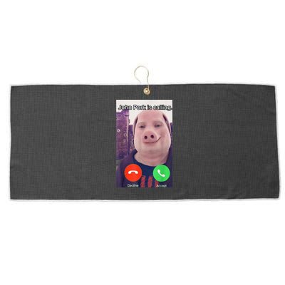 John Pork Is Calling Funny Answer Call Phone Large Microfiber Waffle Golf Towel