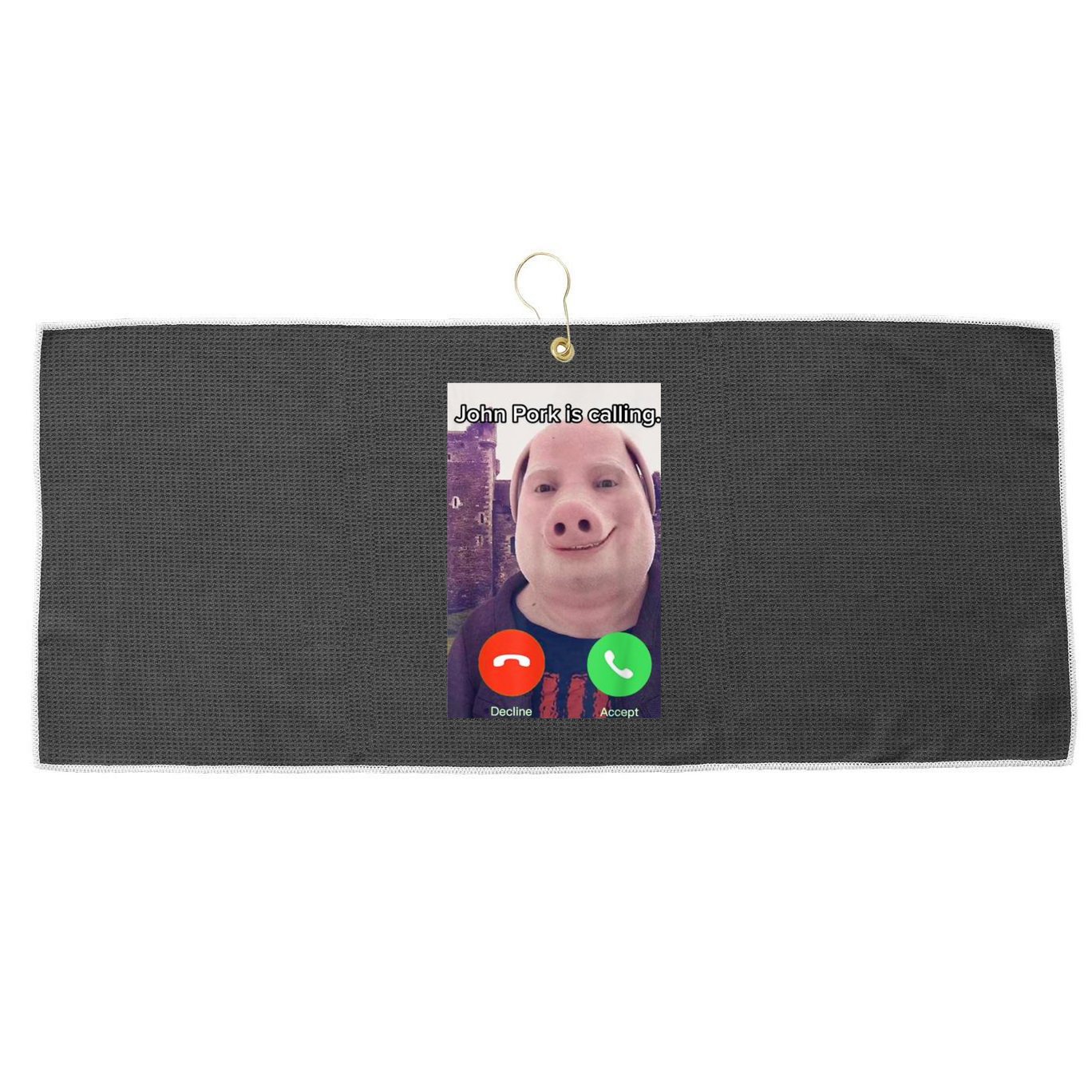 John Pork Is Calling Funny Answer Call Phone Large Microfiber Waffle Golf Towel