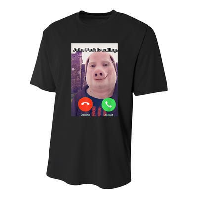 John Pork Is Calling Funny Answer Call Phone Youth Performance Sprint T-Shirt