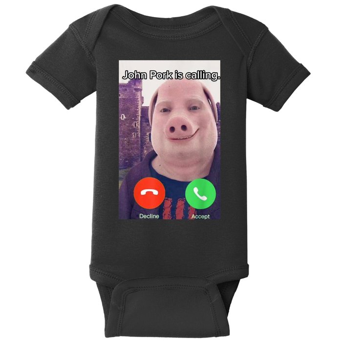 John Pork Is Calling Funny Answer Call Phone Baby Bodysuit