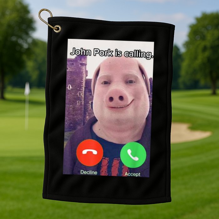 John Pork Is Calling Funny Answer Call Phone Golf Towel
