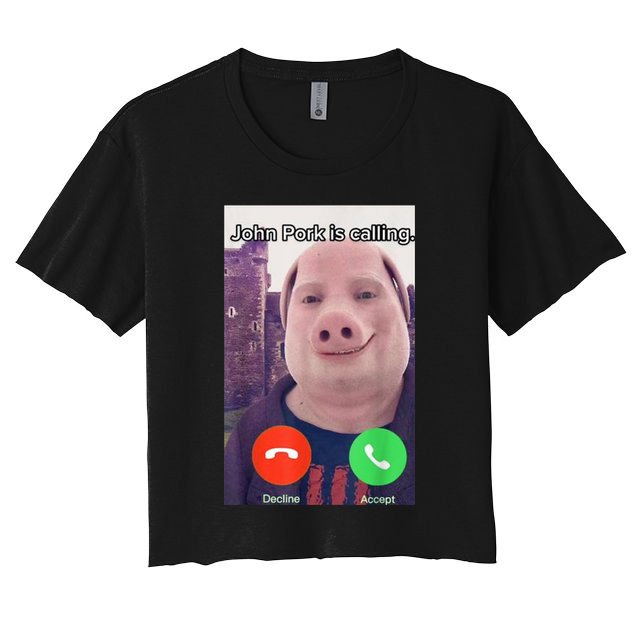 John Pork Is Calling Funny Answer Call Phone Crop Top