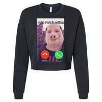 John Pork Is Calling Funny Answer Call Phone Cropped Pullover Crew