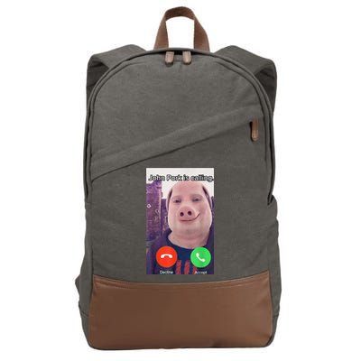 John Pork Is Calling Funny Answer Call Phone Cotton Canvas Backpack