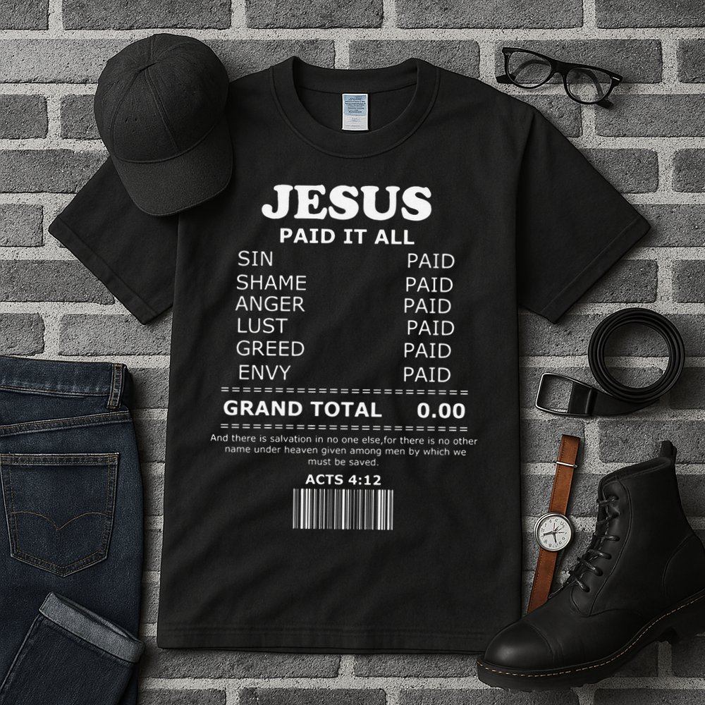Jesus Paid It All Receipt Tall T-Shirt