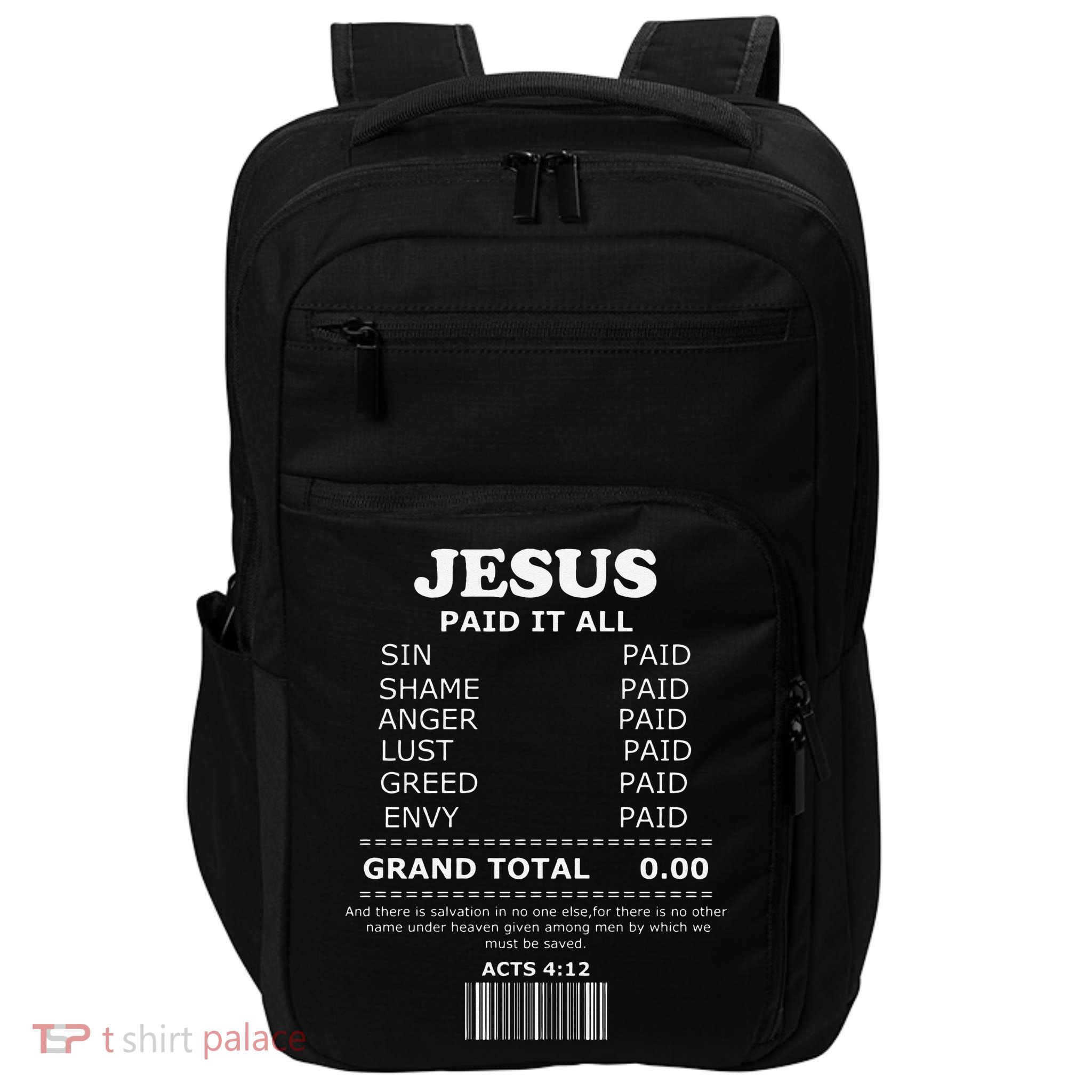Jesus Paid It All Receipt Impact Tech Backpack