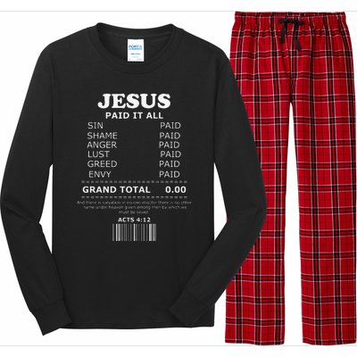 Jesus Paid It All Receipt Long Sleeve Pajama Set